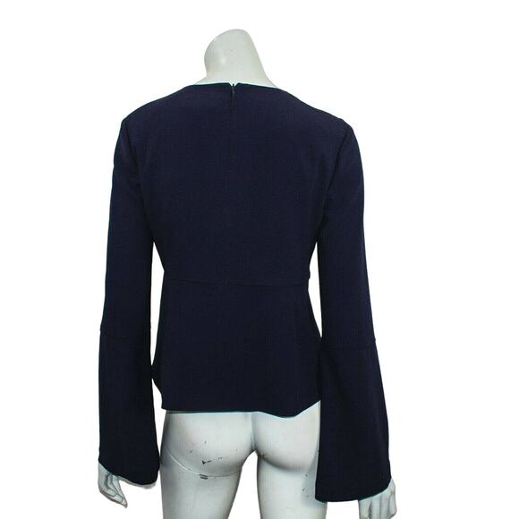 INTERMIX Women's Bell Sleeve Vneck Bouse Blue Size Small - Picture 3 of 8